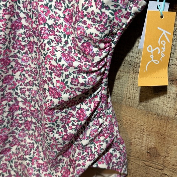 🌻Kona Sol Pink Floral One-Piece Swimsuit Women’s size Medium Large 12-14 NWT - Picture 4 of 7
